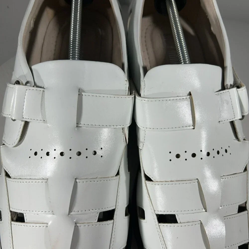 Stacy Adams Fisherman Mens Size 14 M Dress Sandals Shoes White Leather Weave SA - Picture 3 of 12
